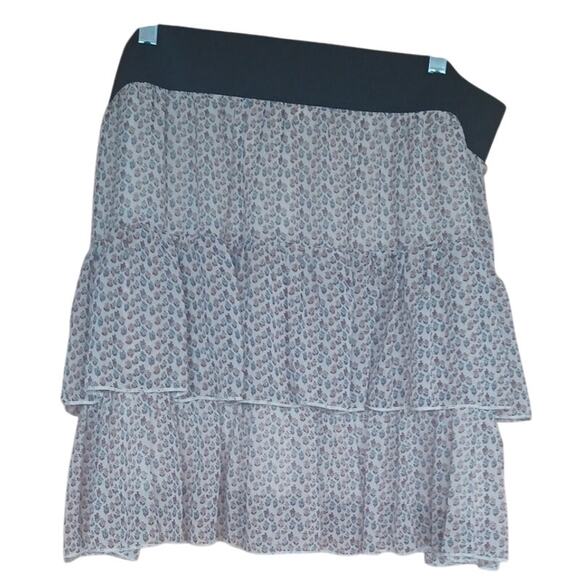 Deb Silk Blend Beige Floral Layered Mini Skirt Elastic Waist Lined Women's 3X - Picture 4 of 6
